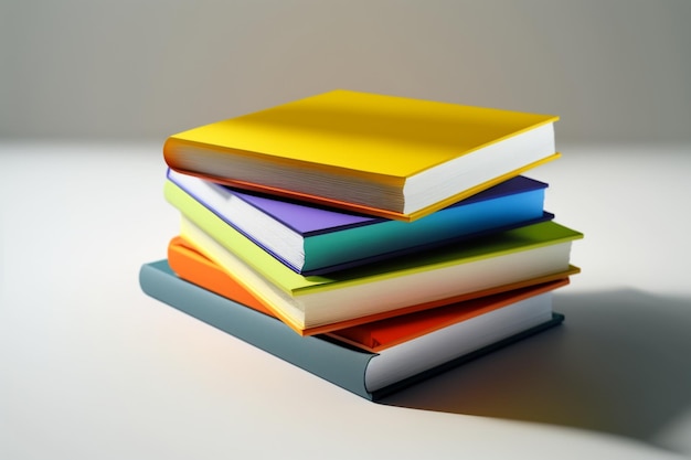 Pile de livres colorés sur fond blanc