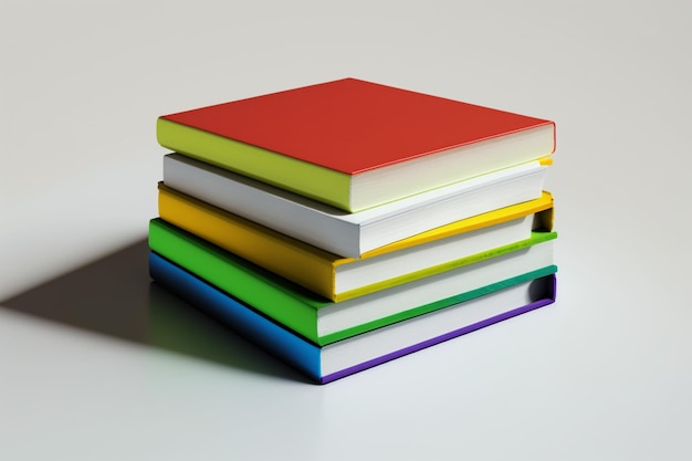 Pile de livres colorés sur fond blanc