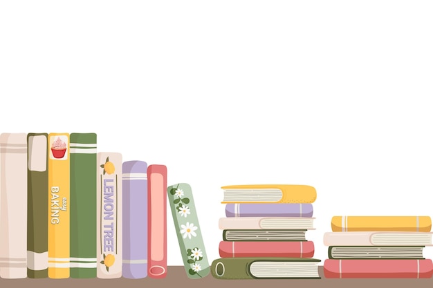 La pile de livres est bordée en png avec une illustration colorée et un fond transparent.