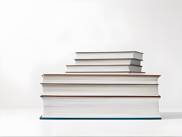 Photo pile de livres en fond blanc isolé vide généré par l'ia