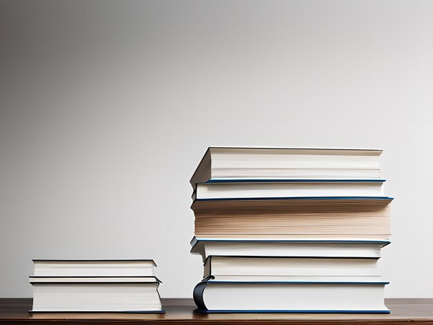 Photo pile de livres en fond blanc isolé vide généré par l'ia