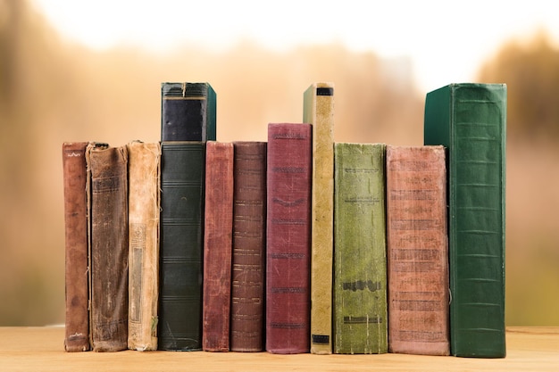 Pile de livres sur le fond naturel