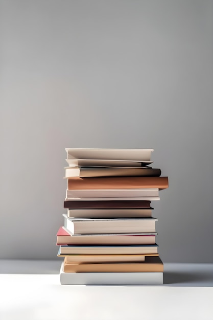 Pile de livres isolés sur fond gris Concept de retour à l'école et à l'éducation AI générative