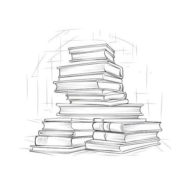 Pile de livres minimaliste Illustration sur fond blanc