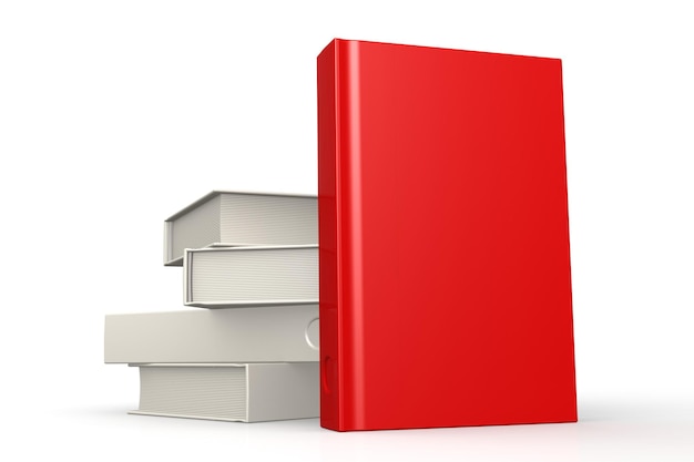 Photo pile de livres rouge isolé