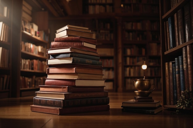 Une pile de livres surélevée prise de vue à bas angle