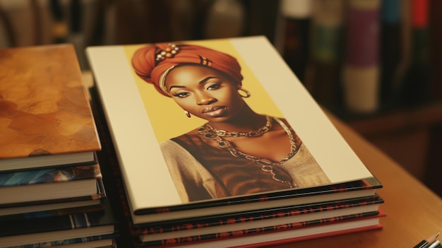 Une pile de livres sur une table en bois