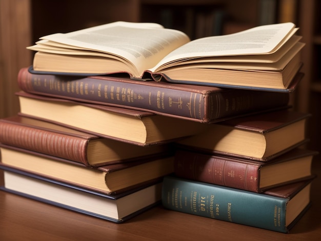 Une pile de livres sur la table