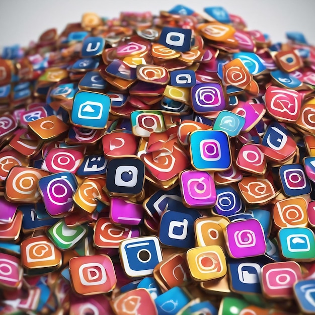 Une pile de logos Instagram en 3D