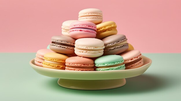 Une pile de macarons sur une assiette