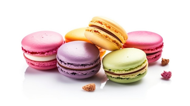 Une pile de macarons colorés avec un cœur sur le dessus.