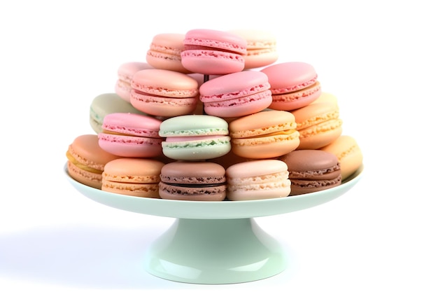 Une pile de macarons sur fond blanc