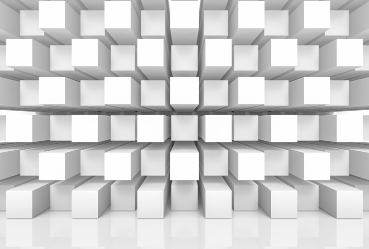 Photo pile moderne abstraite de mur de luxe aléatoire boîtes de cube blanc