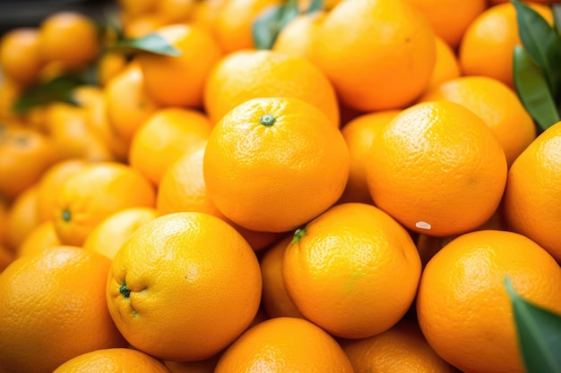 Pile d'oranges mûres sur un étal de marché