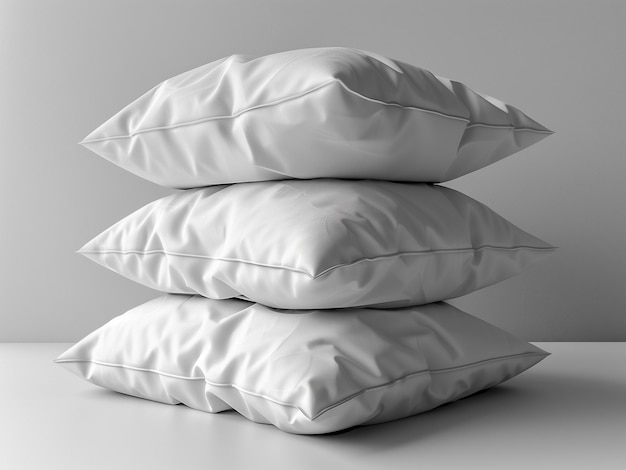 Photo pile d'oreillers blancs coussins réalistes doux pour lit et canapé éléments de décoration d'appartement réalistes 3d sleepi