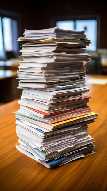 Une pile organisée de documents imprimés pour une gestion efficace du bureau