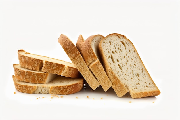 Photo une pile de pain tranché sur un fond blanc