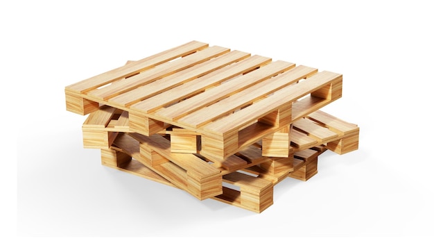 Pile de palettes en bois closeup rendu 3d