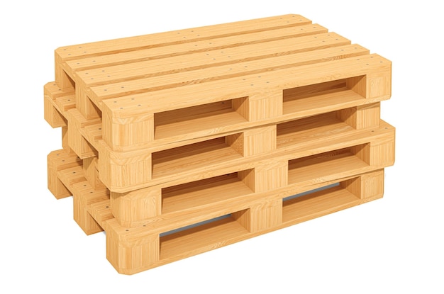 Pile de palettes en bois rendu 3D