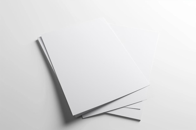 Photo une pile de papier blanc vierge sur une surface blanche