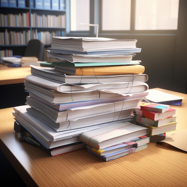 Pile de papier sur le bureau