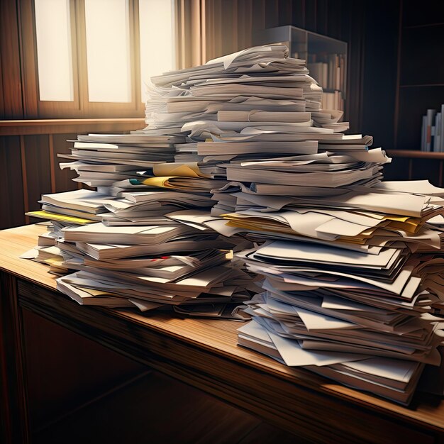 Pile de papier sur le bureau