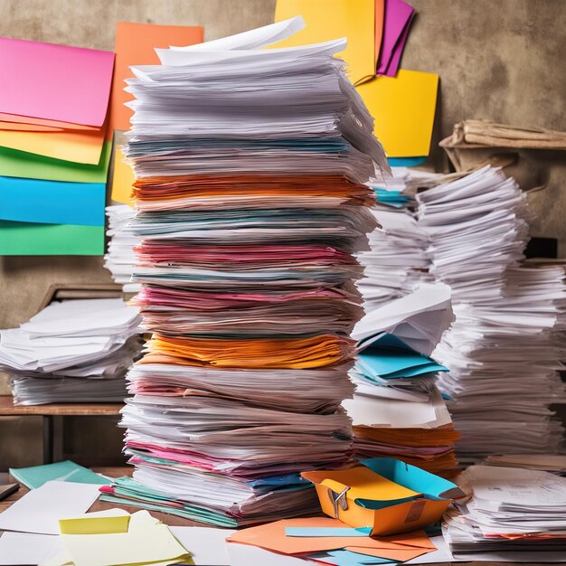 Photo une pile de papiers