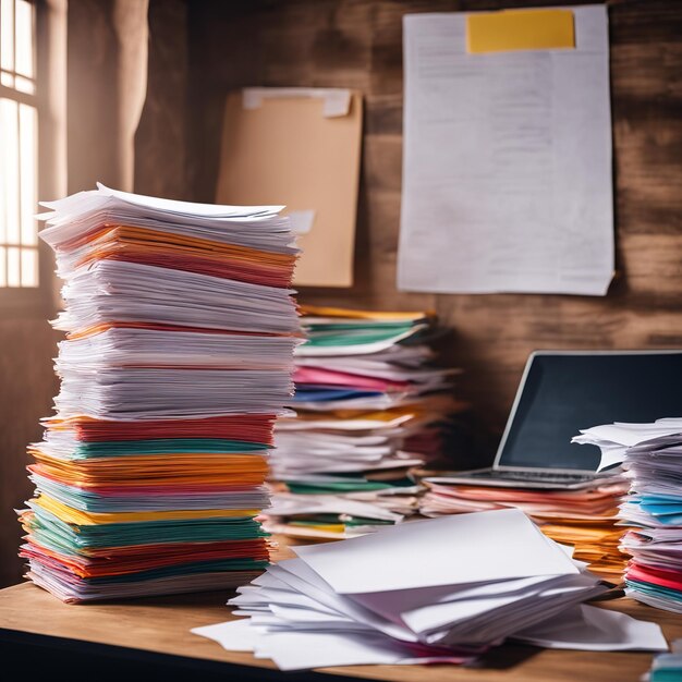 Photo une pile de papiers