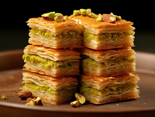 Une pile de photographies de baklava