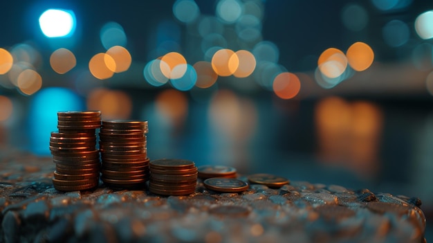 Une pile de pièces sur la table