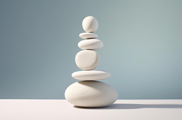 une pile de pierres blanches qui est dans le style de l'asymétrie équilibrée