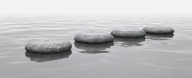 Photo une pile de pierres dans l'eau avec un qui a le mot sur elle