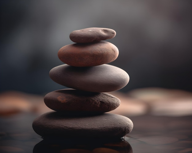 Une pile de pierres zen sur une table