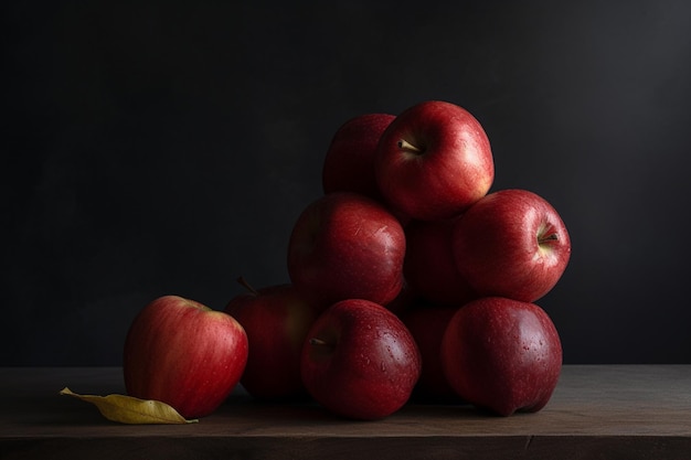 Pile de pommes rouges à côté du coin