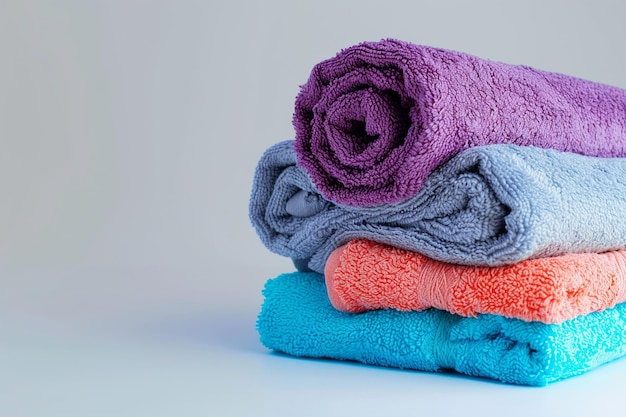 Une pile de quatre serviettes aux couleurs vives