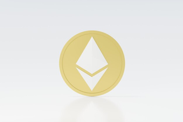 Pile de rendu 3D de crypto-monnaies Ethereum ou ETH. Concept de monnaie numérique de crypto-monnaie. Nouvel échange d'argent virtuel dans la blockchain.