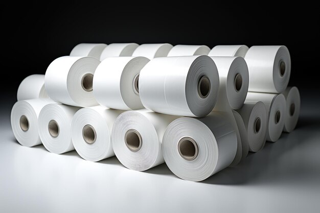 Photo une pile de rouleaux de papier hygiénique les rouleeaux sont étroitement emballés et debout mettant en valeur leur texture blanche douce et leurs feuilles perforées isolés sur un fond transparent png