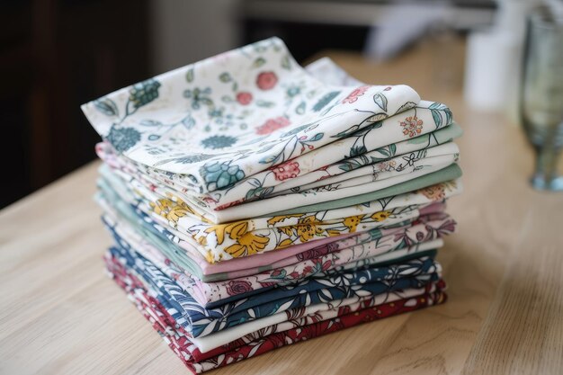 Une pile de serviettes avec chacune présentant un design ou un motif différent