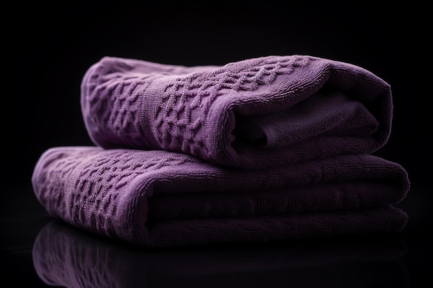 Une pile de serviettes violettes