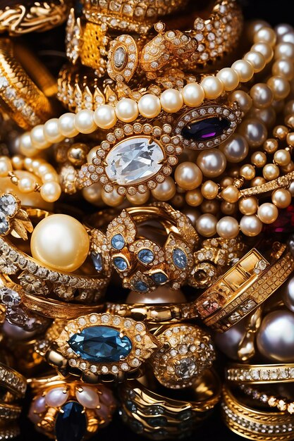 Une pile de toutes sortes de bijoux .