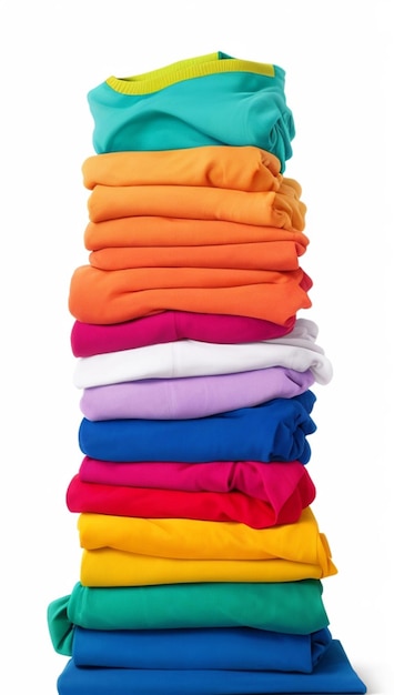 Pile de TShirt vibrante sur fond blanc