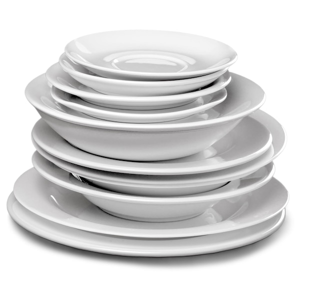 Photo pile vaisselle plats assiettes plateau vaisselle