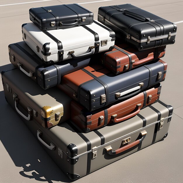 Photo pile de valises bagages pour les voyages et les voyages