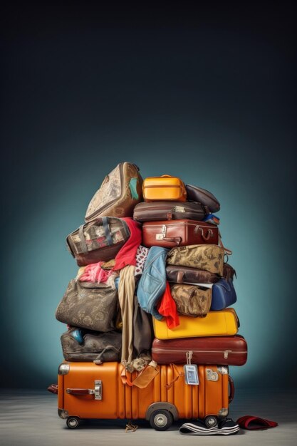 Photo une pile de valises de voyageurs