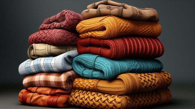 Une pile de vêtements colorés pliés