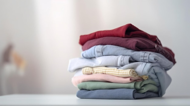 Pile de vêtements Une pile de linge familial AI générative