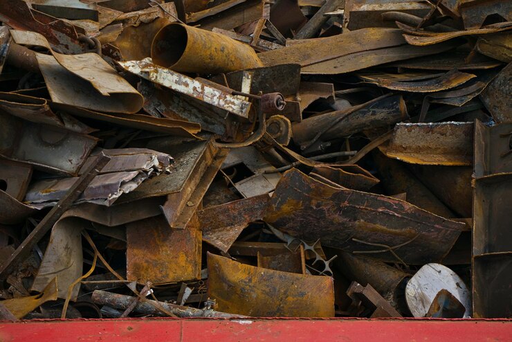 Photo une pile de vieilles structures métalliques rouillées