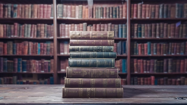 Une pile de vieux livres dans la bibliothèque