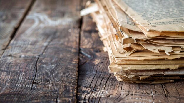 Une pile de vieux livres sur une table en bois