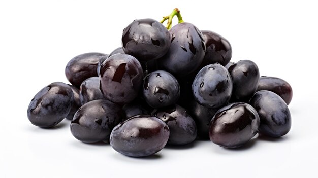 Piles de prunes sur une surface blanche